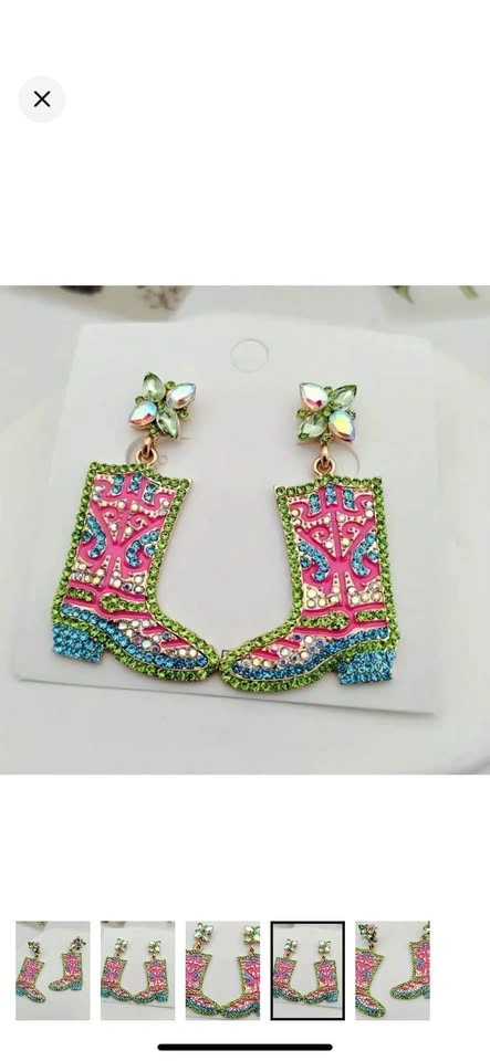 Rhinestone cowgirl boots earrings Stampede - photo 4