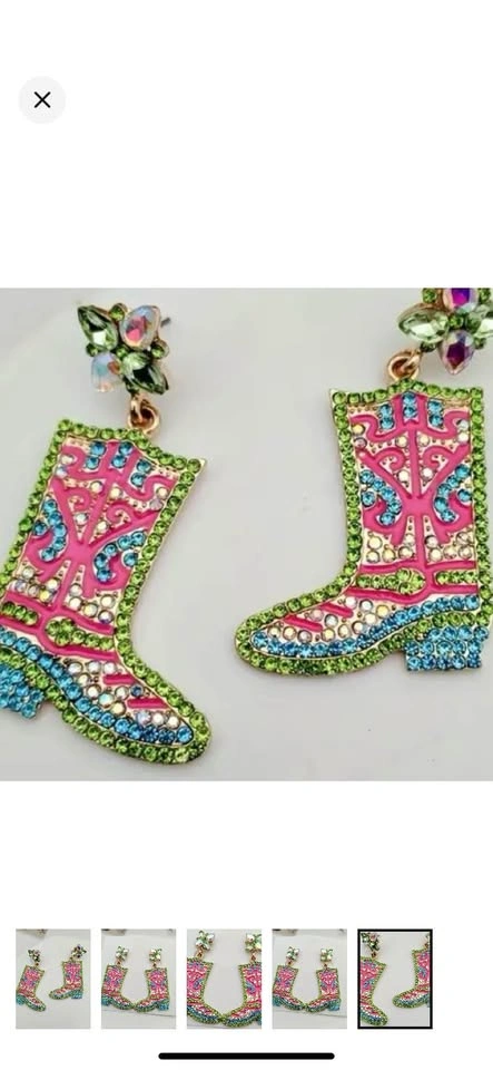 Rhinestone cowgirl boots earrings Stampede - photo 5