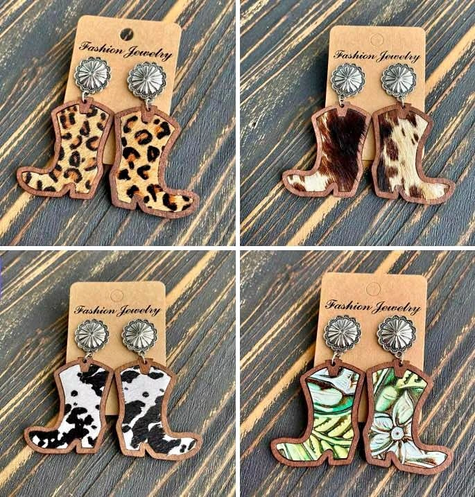 Western Cowgirl Boots Earrings Stampede