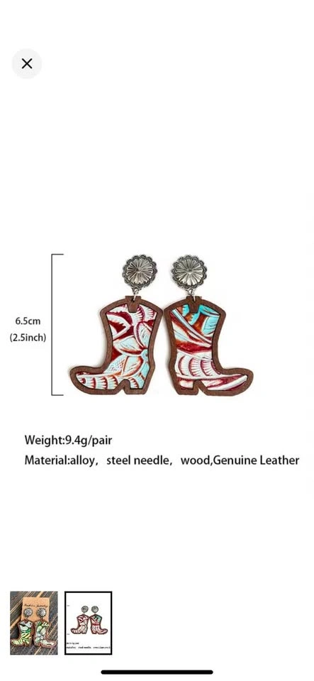Western Cowgirl Boots Earrings Stampede - photo 2