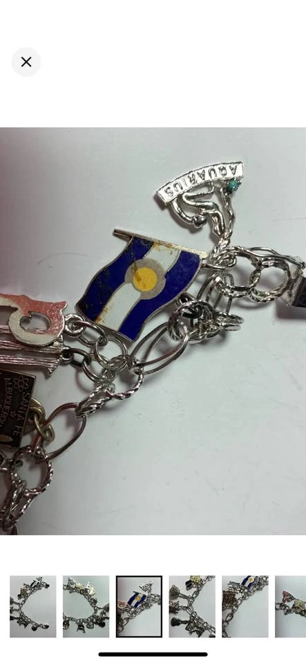 Vintage Sterling Silver Charm Bracelet, 12 Charms 925 - photo 3
