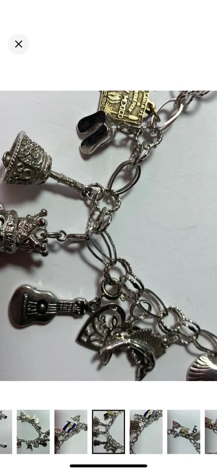 Vintage Sterling Silver Charm Bracelet, 12 Charms 925 - photo 4