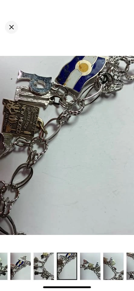 Vintage Sterling Silver Charm Bracelet, 12 Charms 925 - photo 5