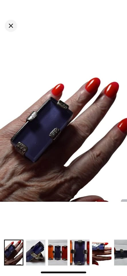 Huge Large Purple METAL POINTUS Statement Ring Rare Size 7