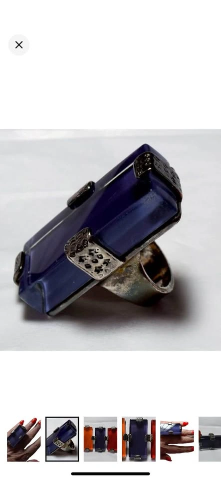 Huge Large Purple METAL POINTUS Statement Ring Rare Size 7 - photo 2