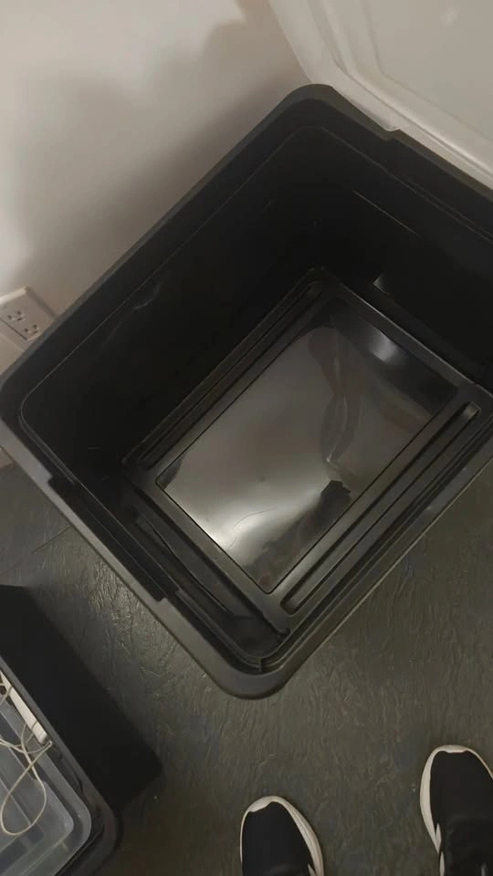 two black plastic bins with clear lids - photo 3