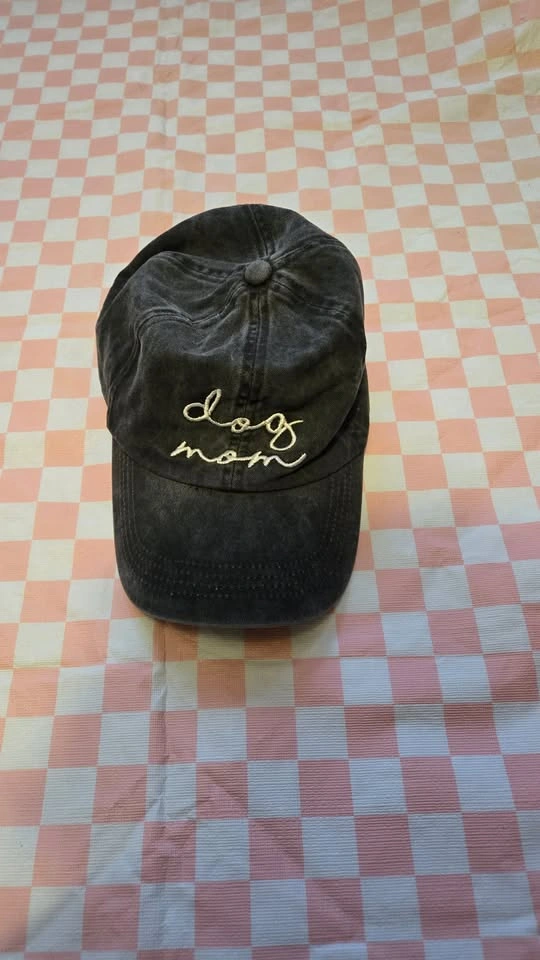 dog mom baseball hat vintage dark wash - photo 4