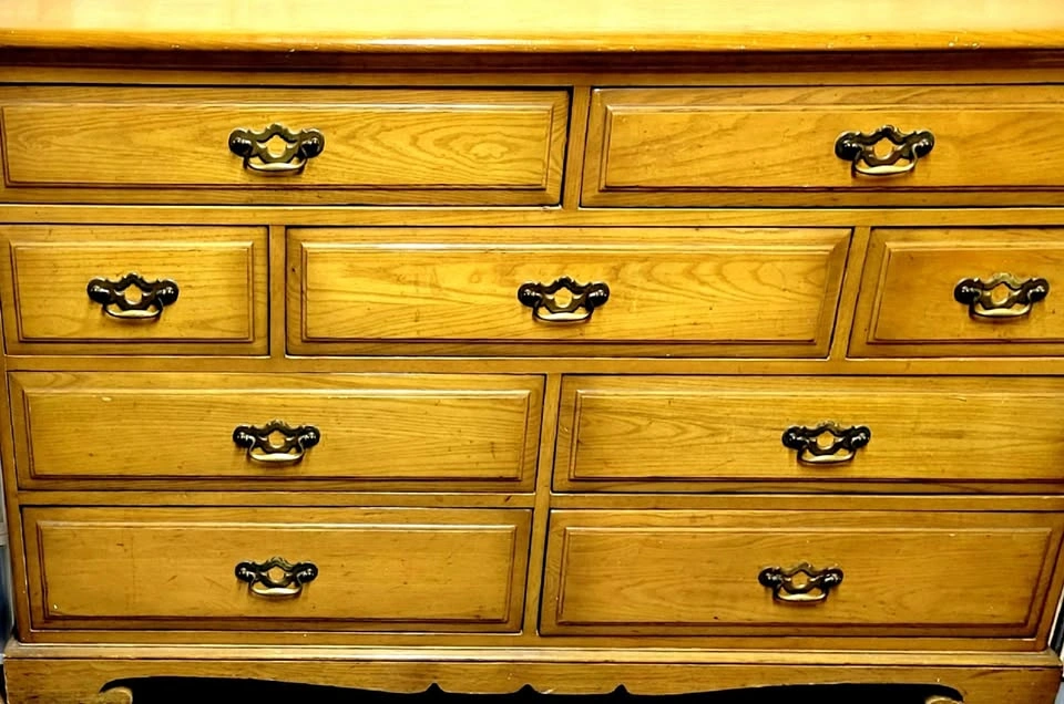 Dresser with brass handles