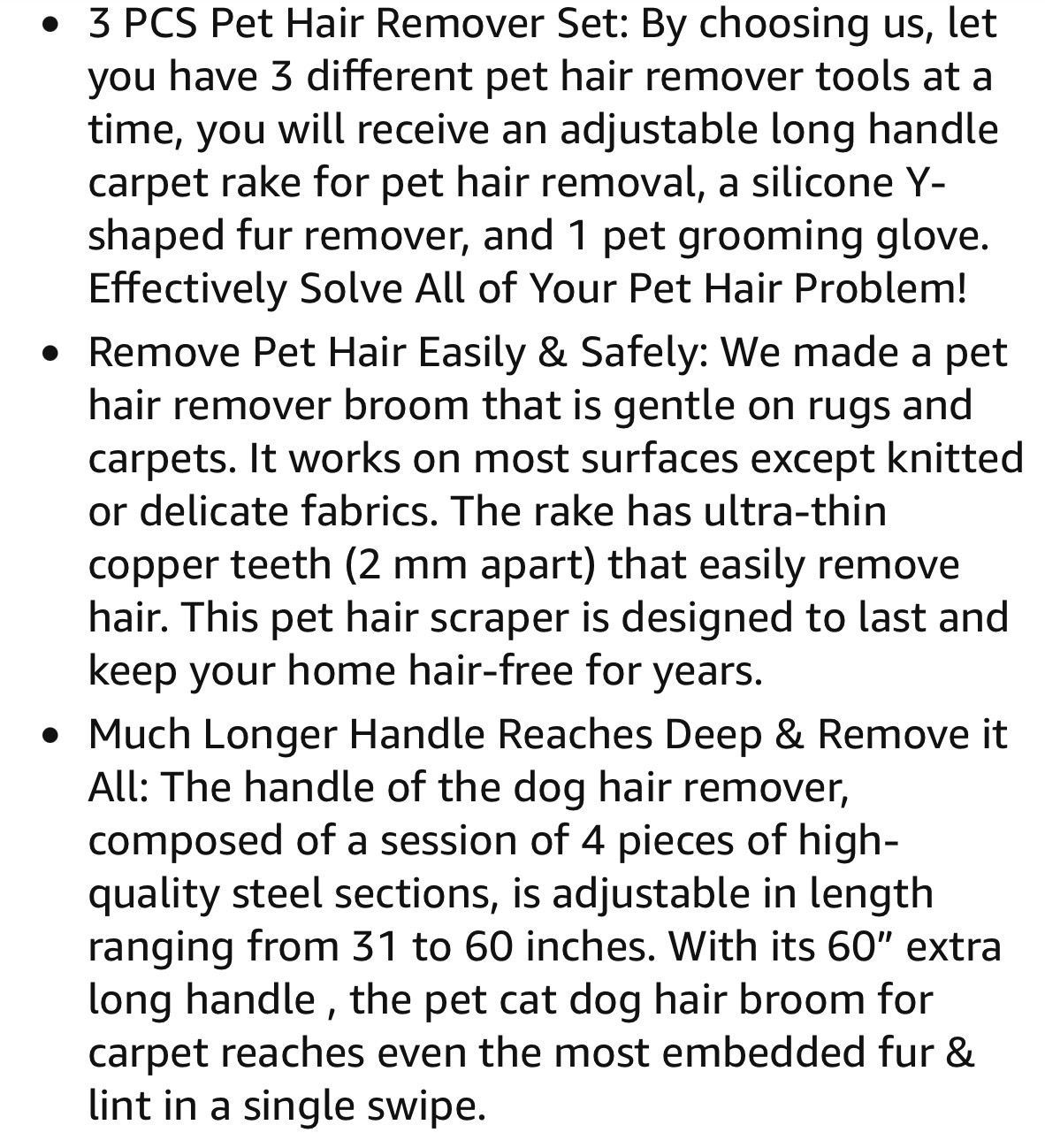 Carpet Rake for Pet Hair Removal with 60” Adjustable Handle - photo 3