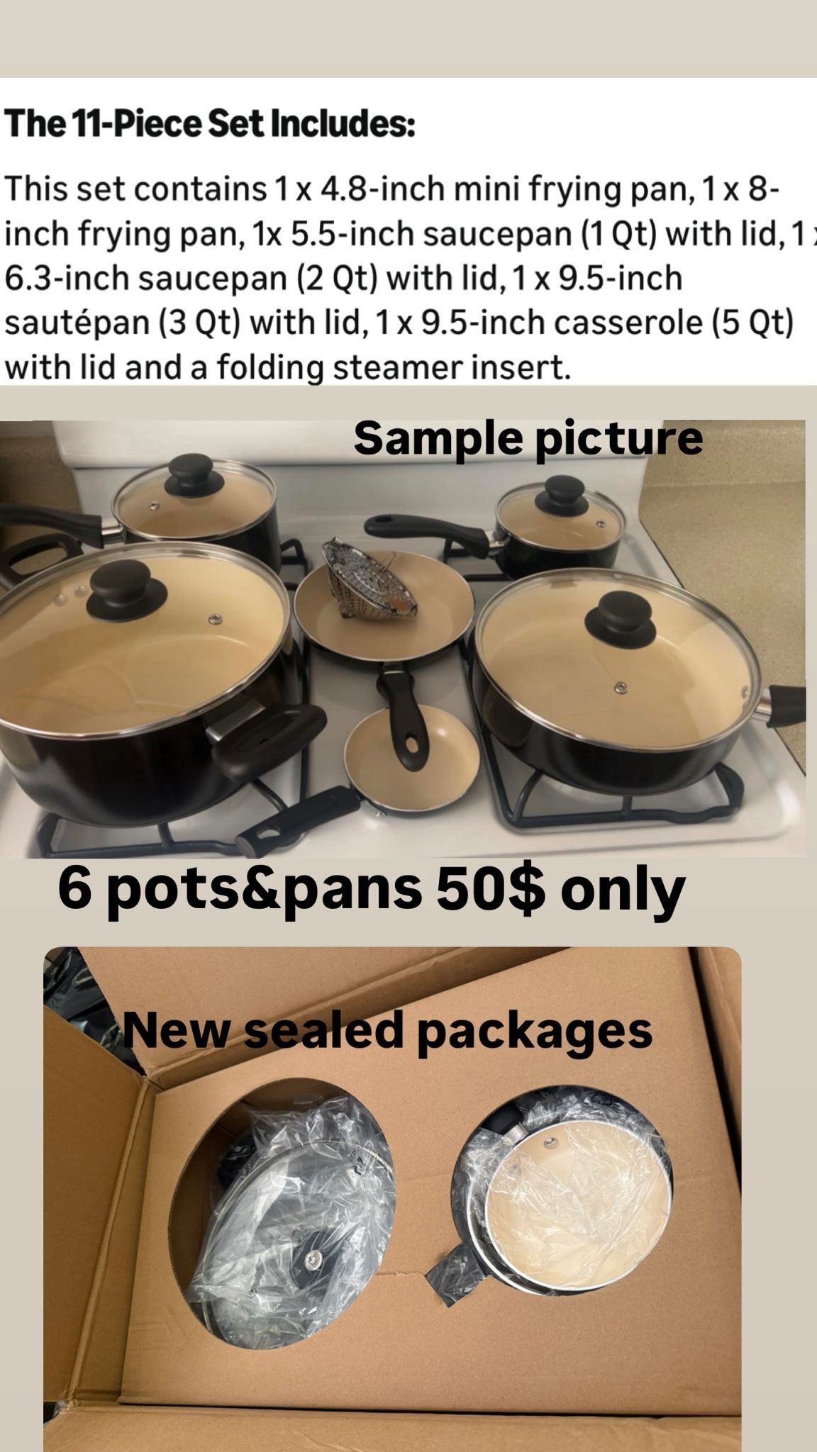 11-Piece Ceramic Non-Stick Pots and Pans Set