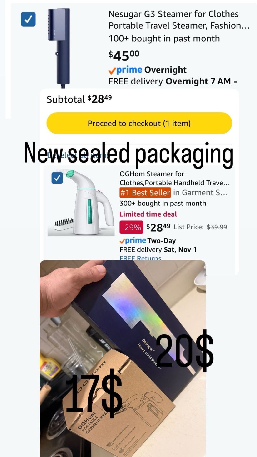 Portable Handheld Travel Garment Steamer - New
