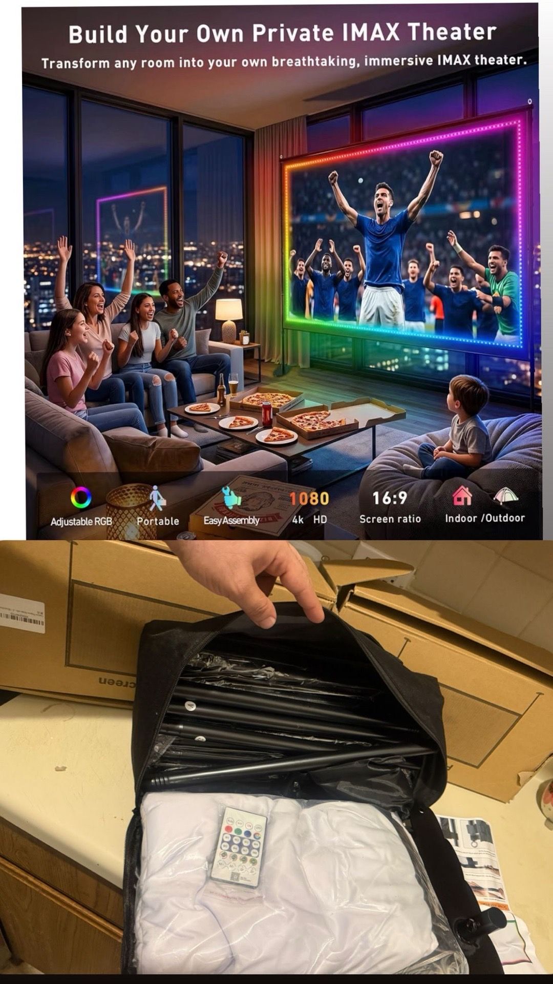 150 inch Portable 4K HD Projector Screen with Stand - photo 3