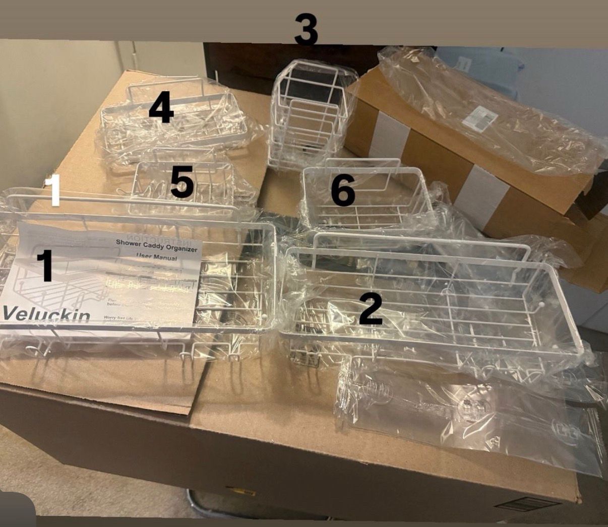 6pcs Stainless Steel Rustproof Shower Caddy Organizer