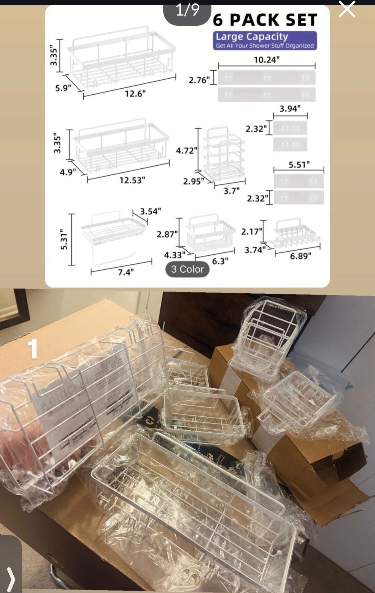 6pcs Stainless Steel Rustproof Shower Caddy Organizer - photo 5