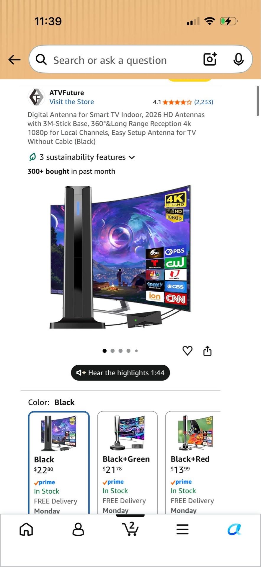 Digital Antenna for Smart TV Indoor 250 Mile Range - photo 2