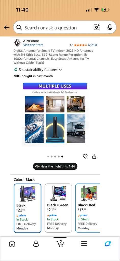Digital Antenna for Smart TV Indoor 250 Mile Range - photo 4