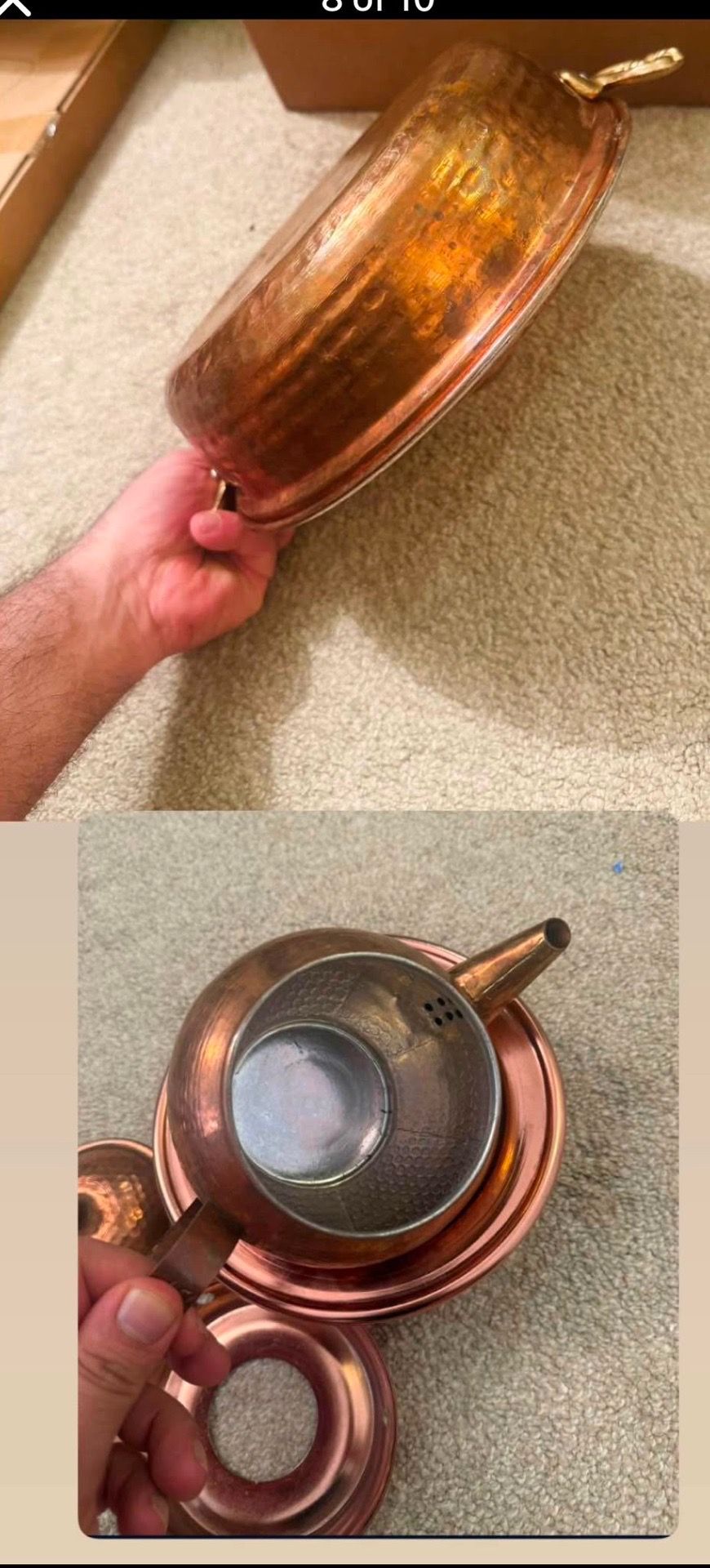 Handcrafted Pure Copper Antique Cooking Pot with Lid - photo 5