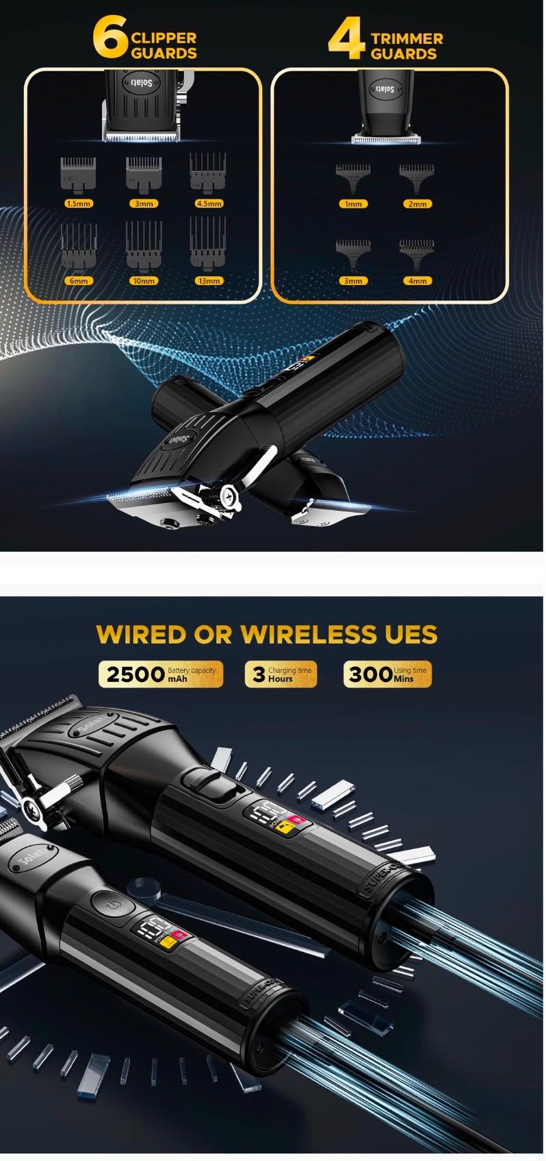 Cordless Hair Clippers and Beard Trimmer Kit - Black - photo 4
