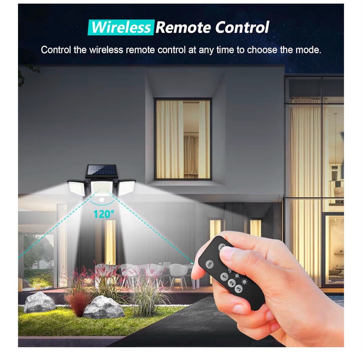 2 Solar Outdoor 3500LM 280 LED Security Lights with Remote - photo 3