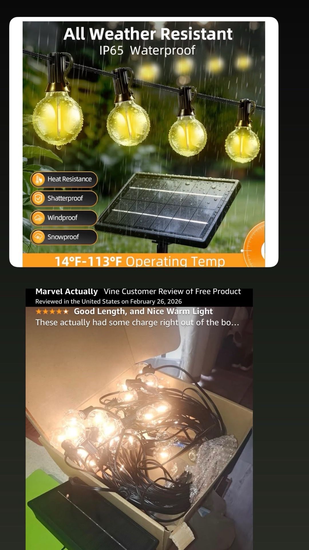 100FT Solar Outdoor G40 Shatterproof Patio Lights - photo 3