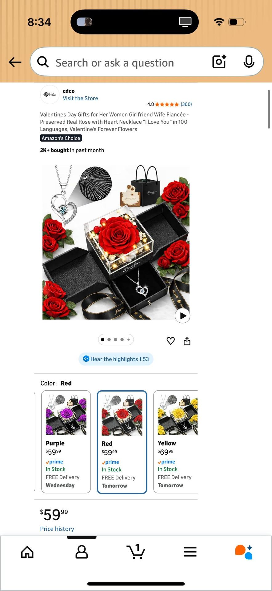 Preserved Real Rose with Heart Necklace Gift Set - photo 3