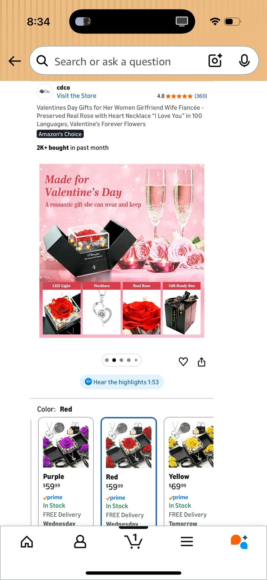 Preserved Real Rose with Heart Necklace Gift Set - photo 5