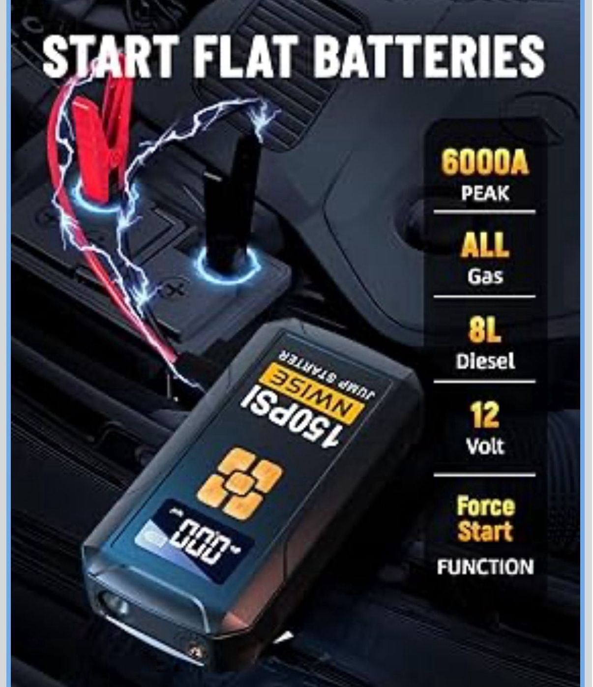 6000 AMP Portable Car Jump Starter with Air Compressor - photo 2