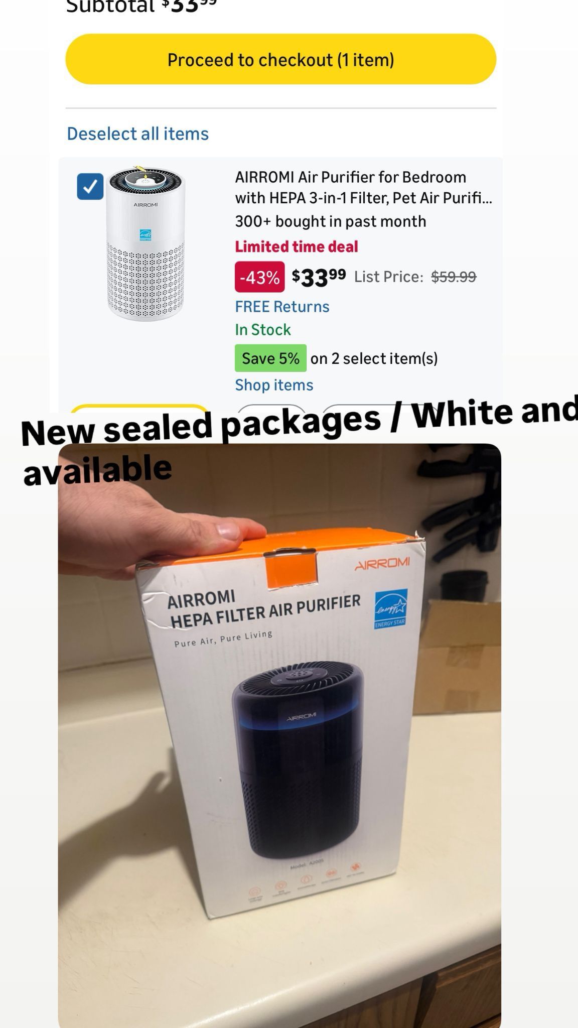 Air Purifier for Bedroom/Home with Sleep Mode & HEPA Filter