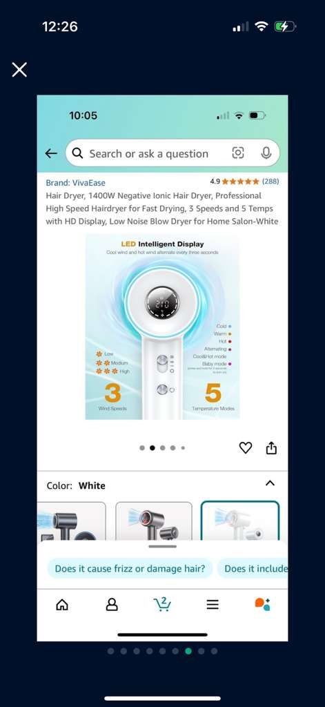 1400W Negative Ionic Hair Dryer with HD Display - photo 5