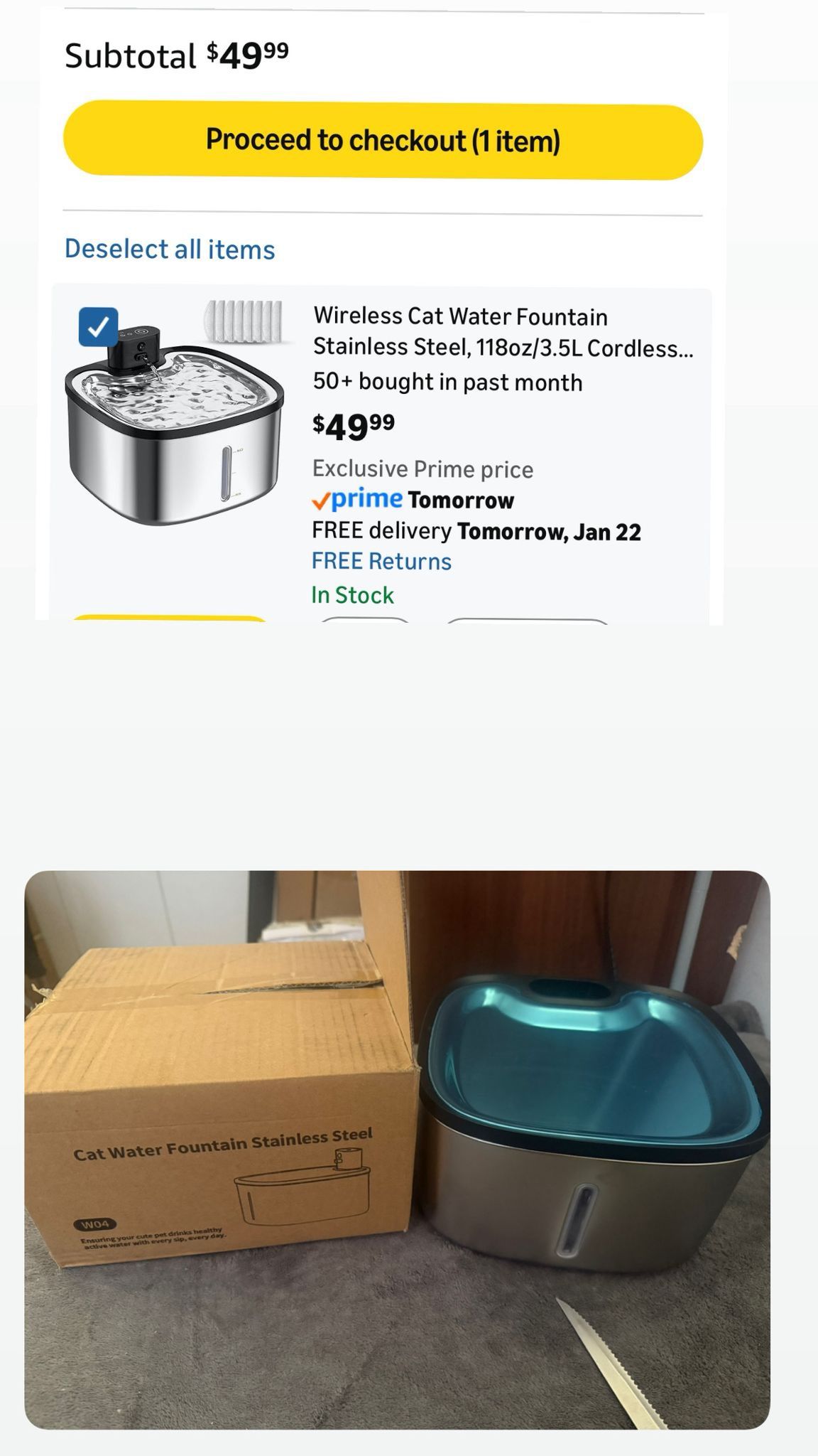 Wireless Stainless Steel Cat Water Fountain 3.5L