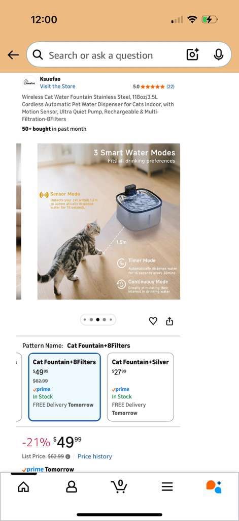 Wireless Stainless Steel Cat Water Fountain 3.5L - photo 3