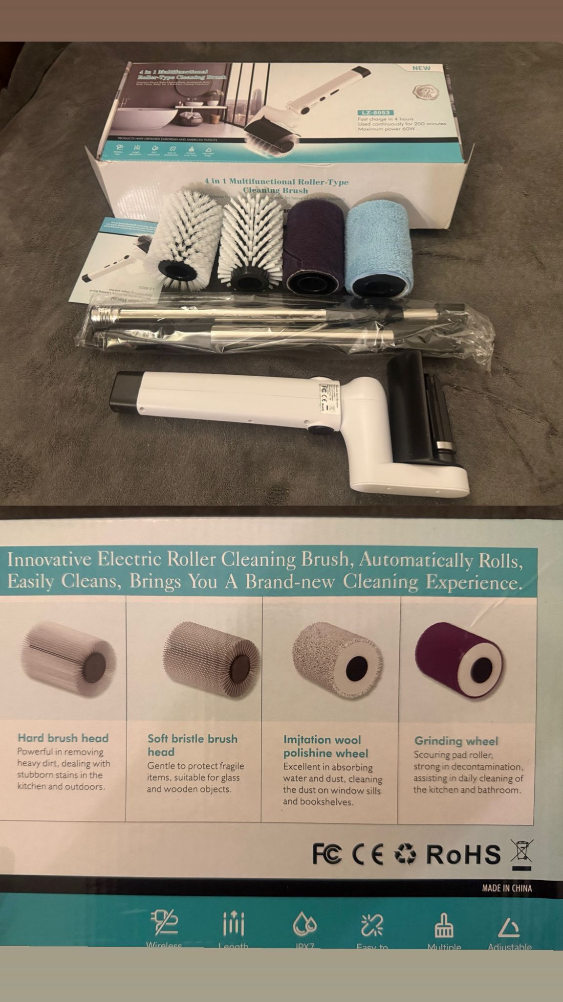 Roller Electric Spin Scrubber - 2-Speed Cordless Power Brush - photo 2