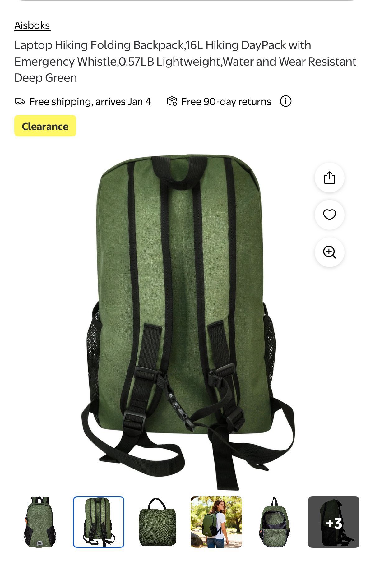 16L Lightweight Folding Hiking Daypack - Deep Green - photo 3