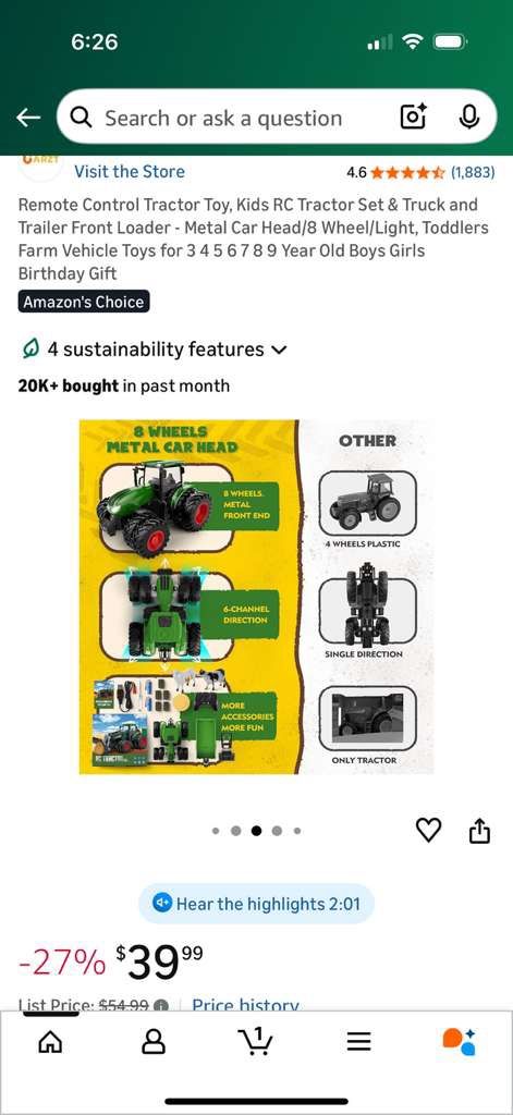 Remote Control Tractor Toy, Kids RC Tractor Set & Trailer - photo 2