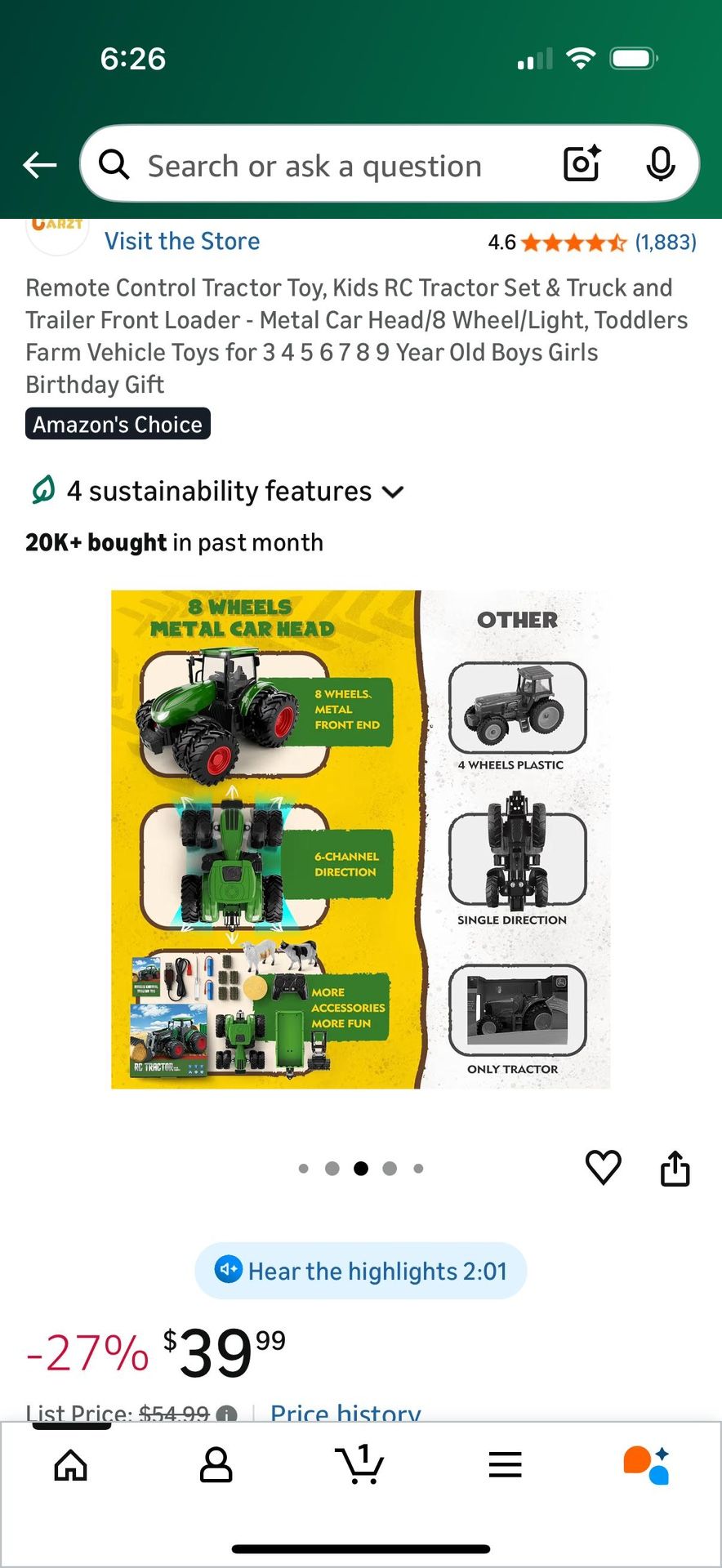 Remote Control Tractor Toy, Kids RC Tractor Set & Trailer - photo 5