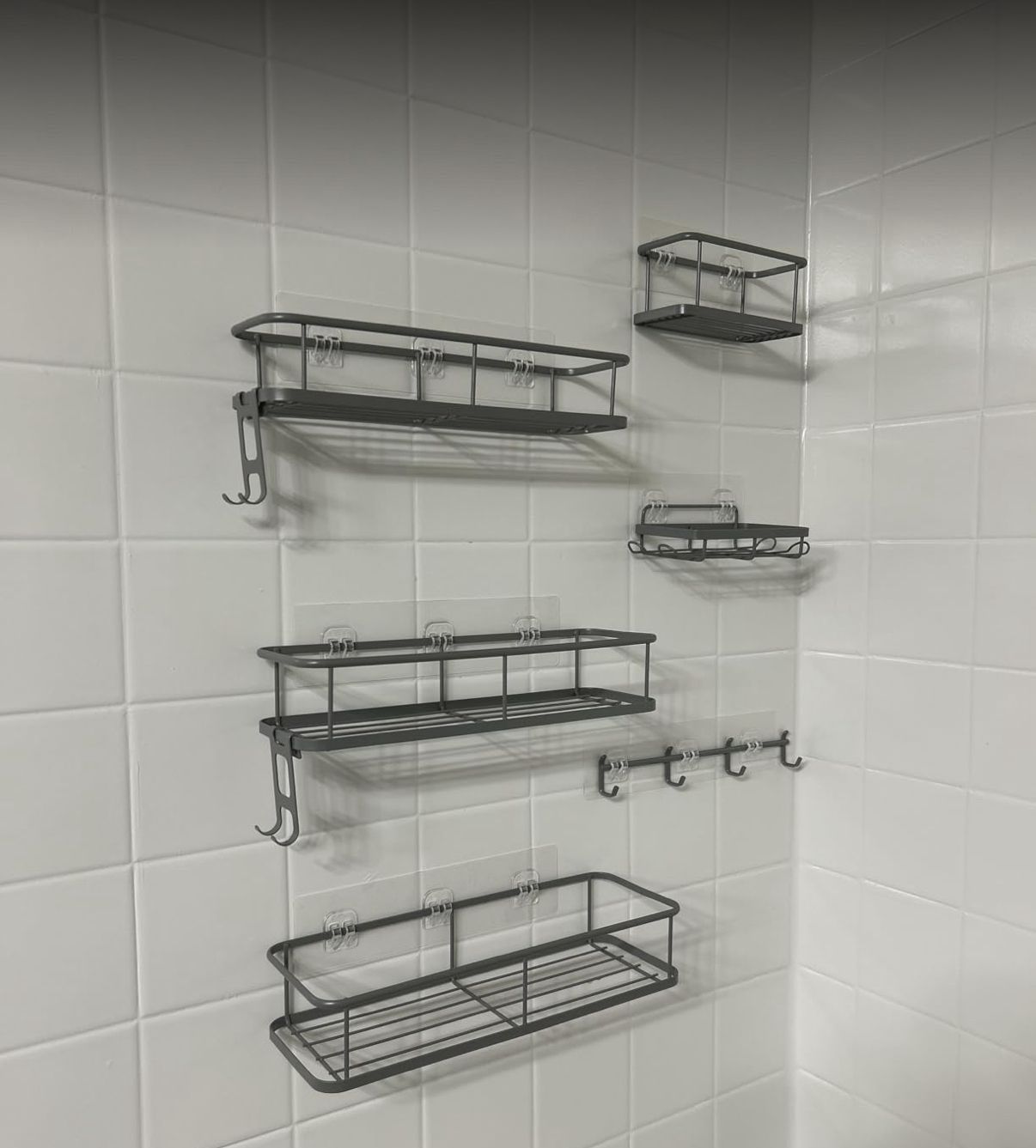 6 Pack Rustproof Shower Caddy - No Drilling Bathroom Shelves