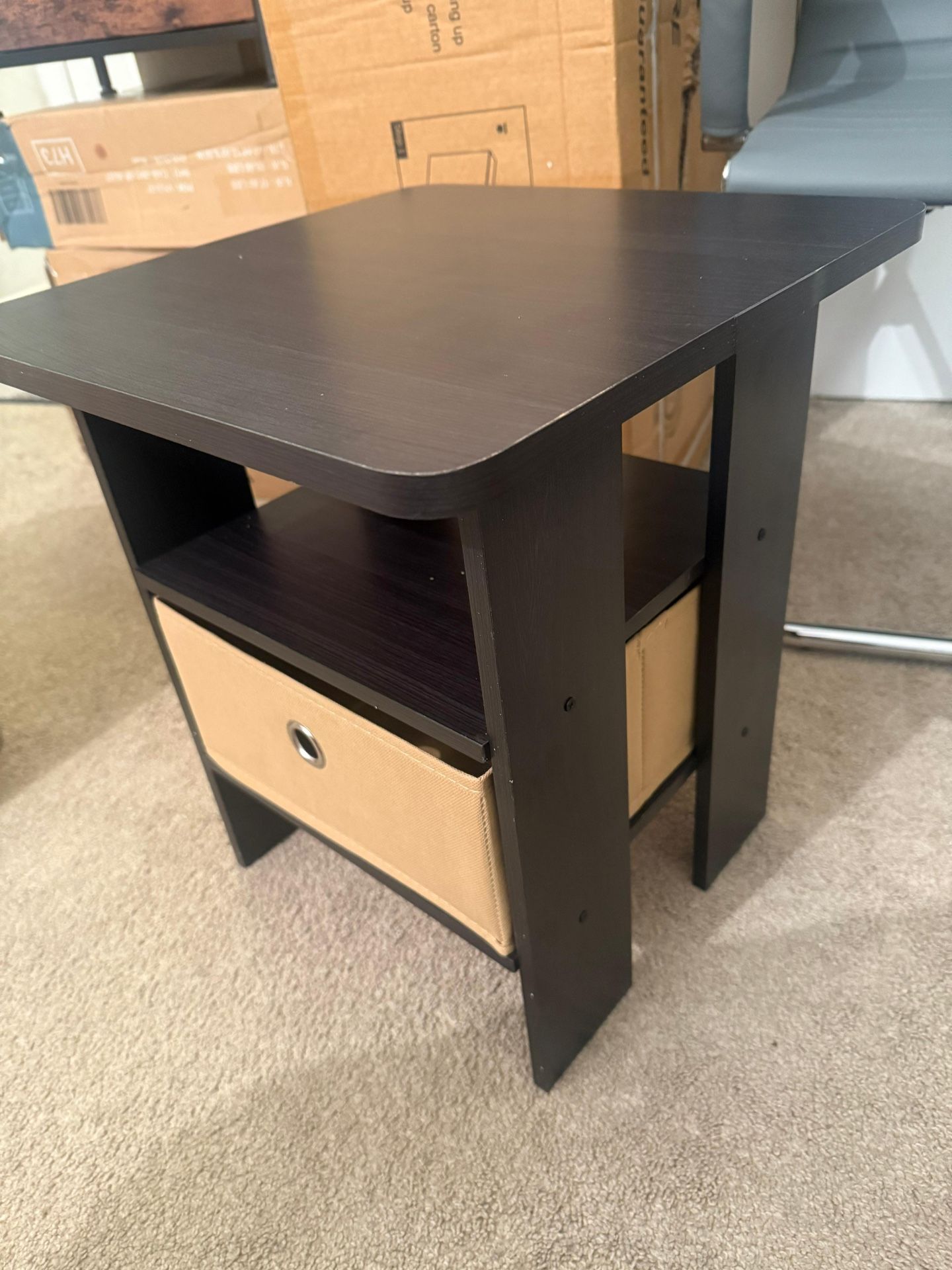 Side Table, End Table, Night Stand with Storage, Espresso