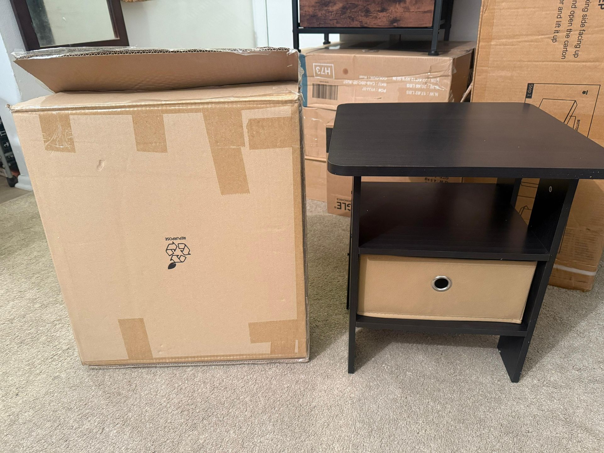 Side Table, End Table, Night Stand with Storage, Espresso - photo 2