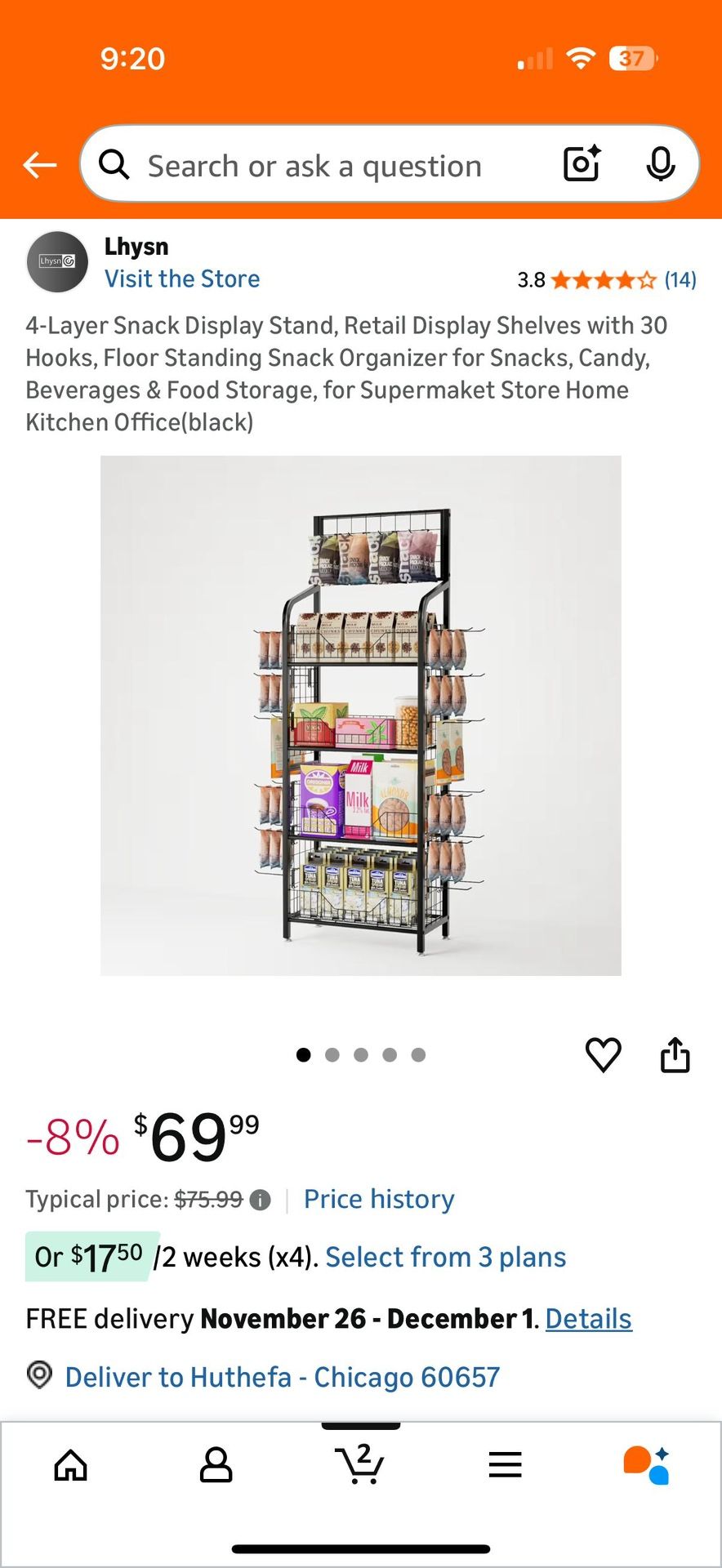 4-Layer Snack Display Stand with 30 Hooks - photo 2