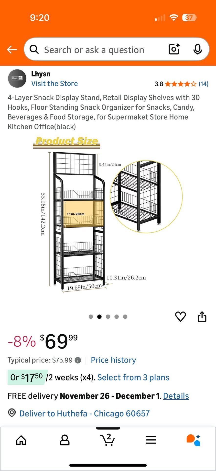 4-Layer Snack Display Stand with 30 Hooks - photo 3