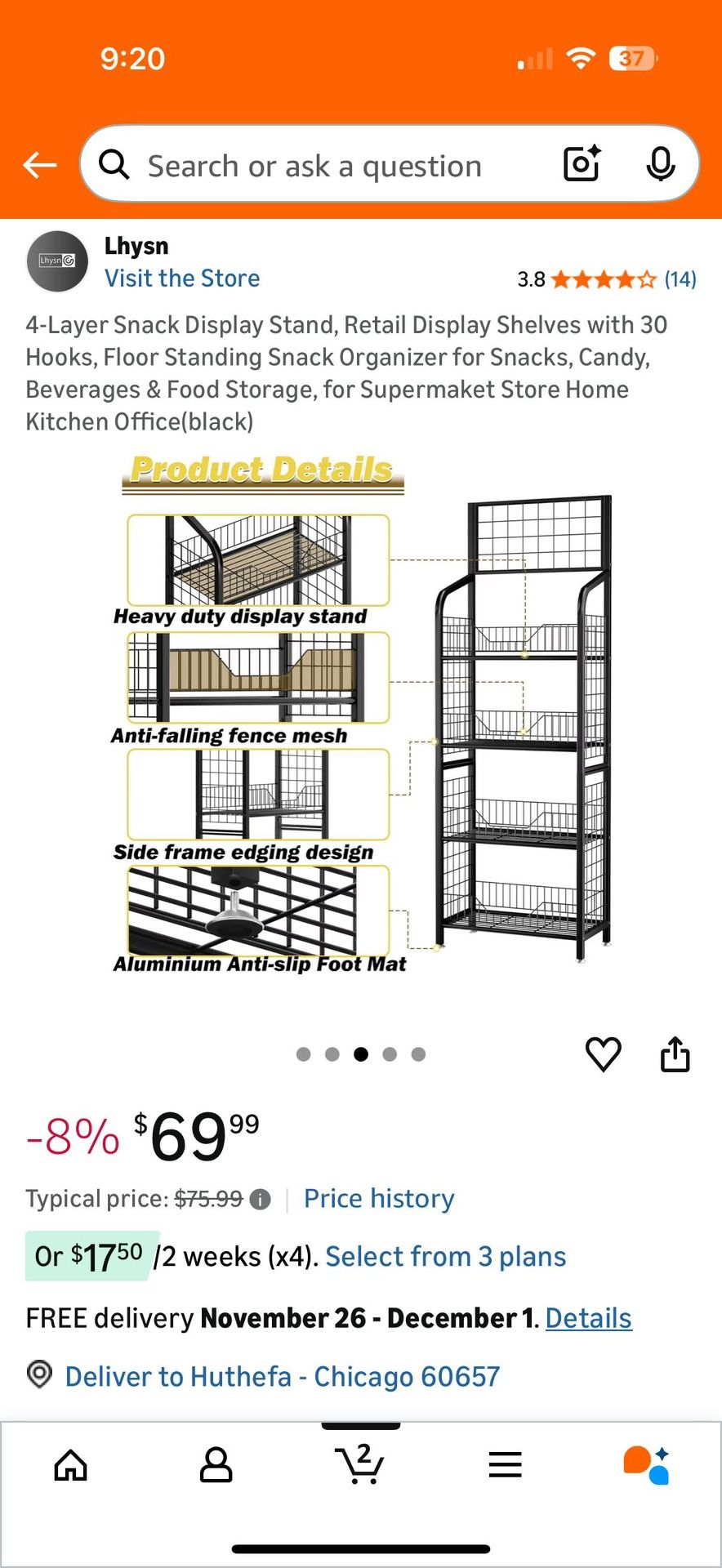 4-Layer Snack Display Stand with 30 Hooks - photo 5