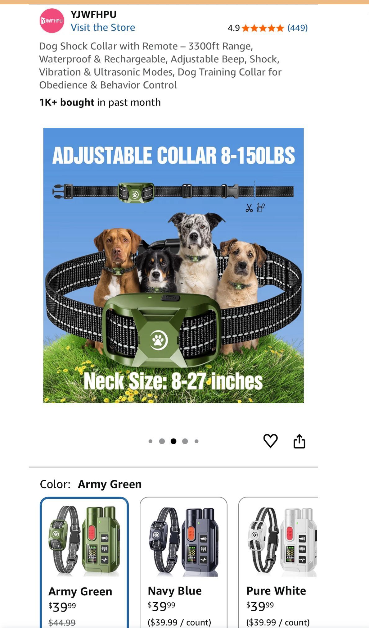 Dog Shock Collar with Remote – 3300ft Range - photo 3