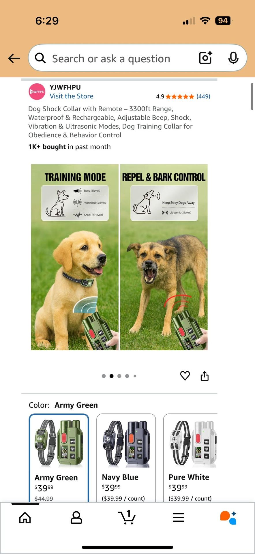 Dog Shock Collar with Remote – 3300ft Range - photo 4