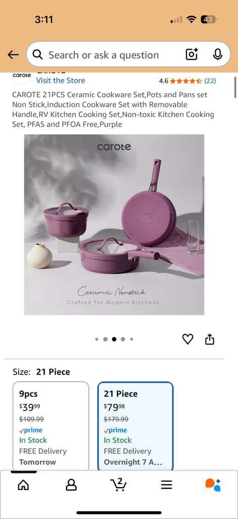 Ceramic Non-Stick Cookware Set with Removable Handle - photo 5