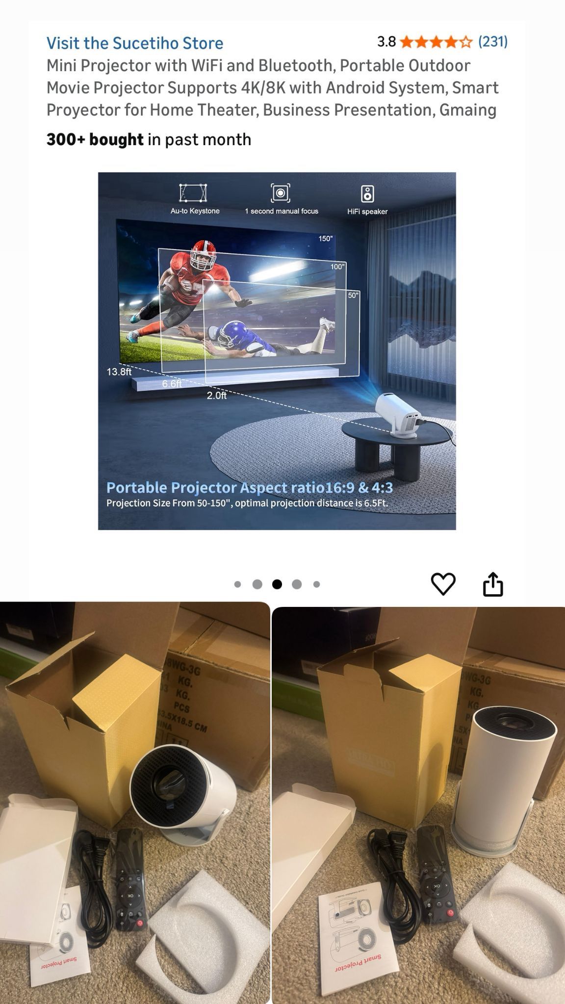 Auto Focus 1080P Projector with Wifi and Bluetooth - photo 3
