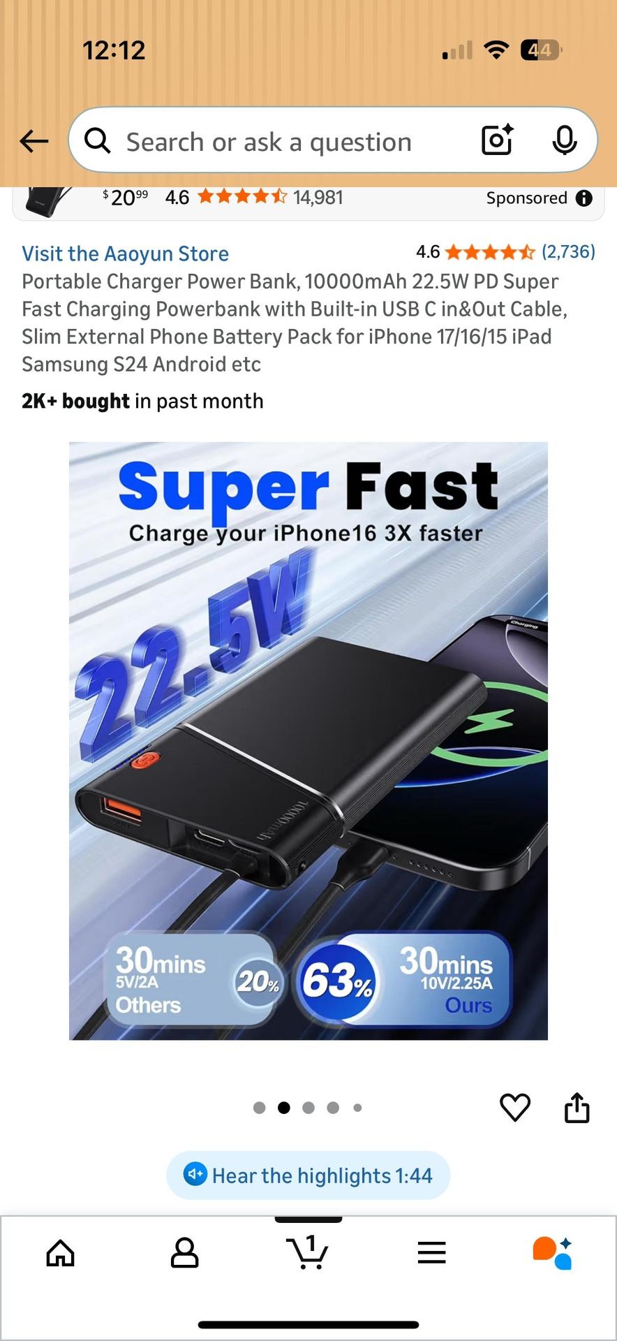 Portable Charger Power Bank 10000mAh 22.5W PD Fast Charging - photo 2