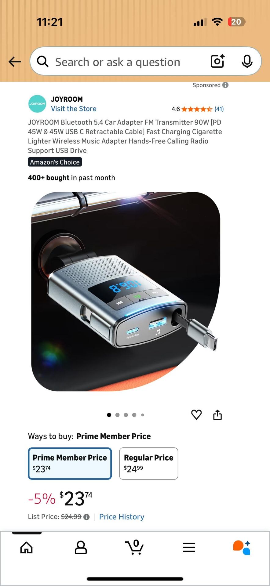 Bluetooth 5.4 Car Adapter FM Transmitter 90W Fast Charging - photo 5