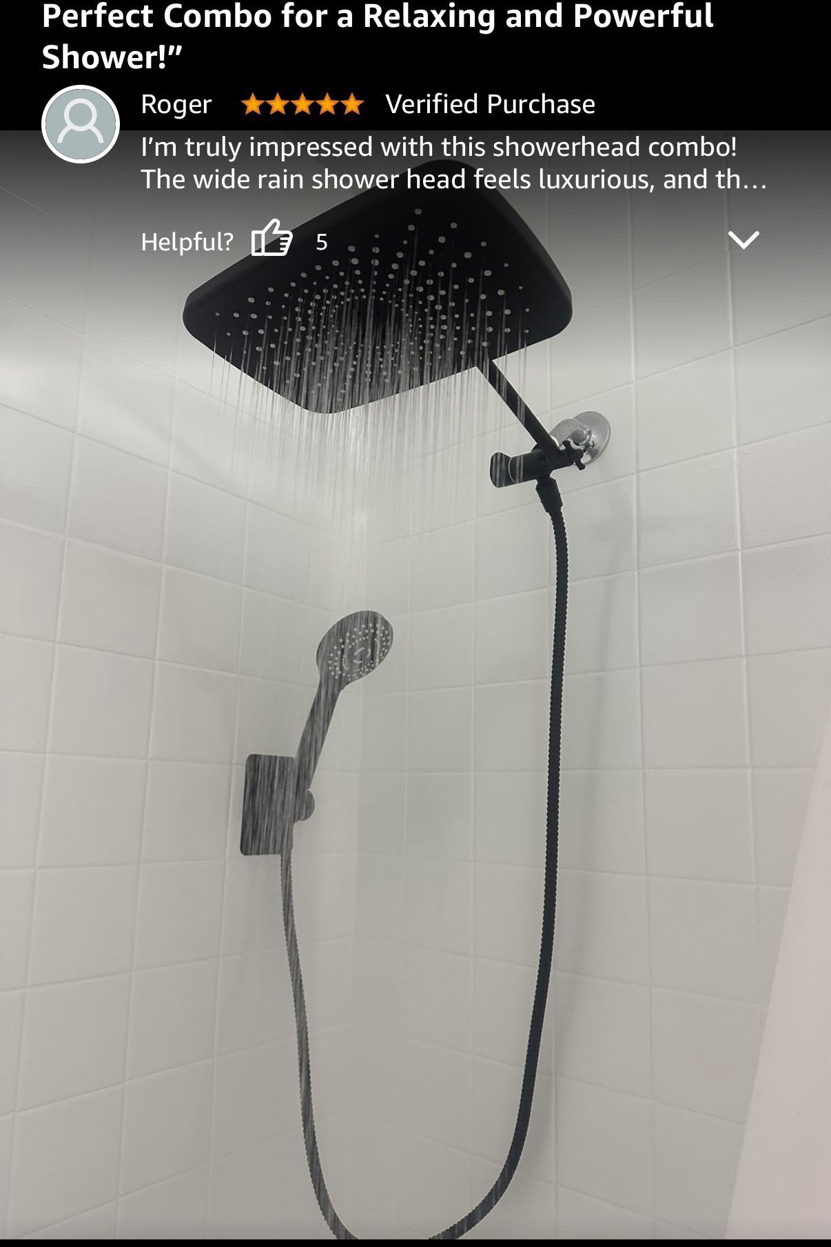 Wide Rain Shower Head with 5-Mode Handheld Combo - photo 5