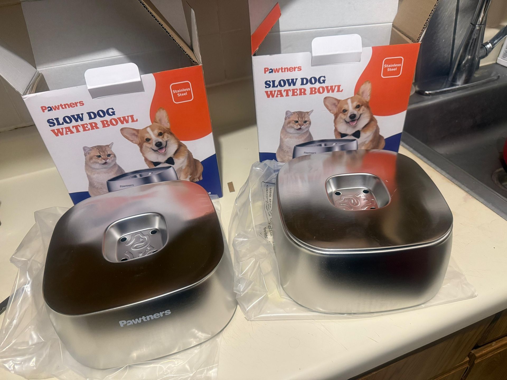 Dog Cat Drinking Pot Water Bowl No Spill Stainless Steel
