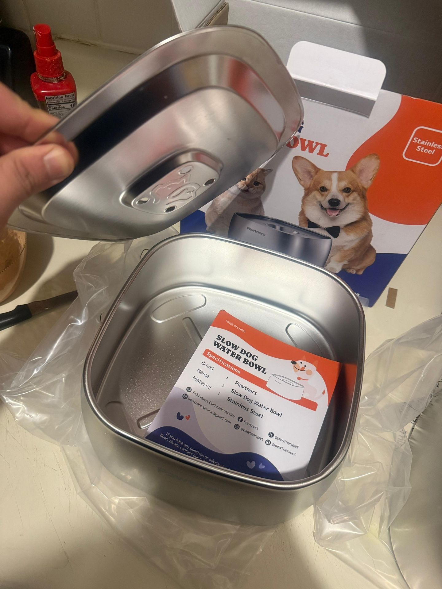 Dog Cat Drinking Pot Water Bowl No Spill Stainless Steel - photo 4